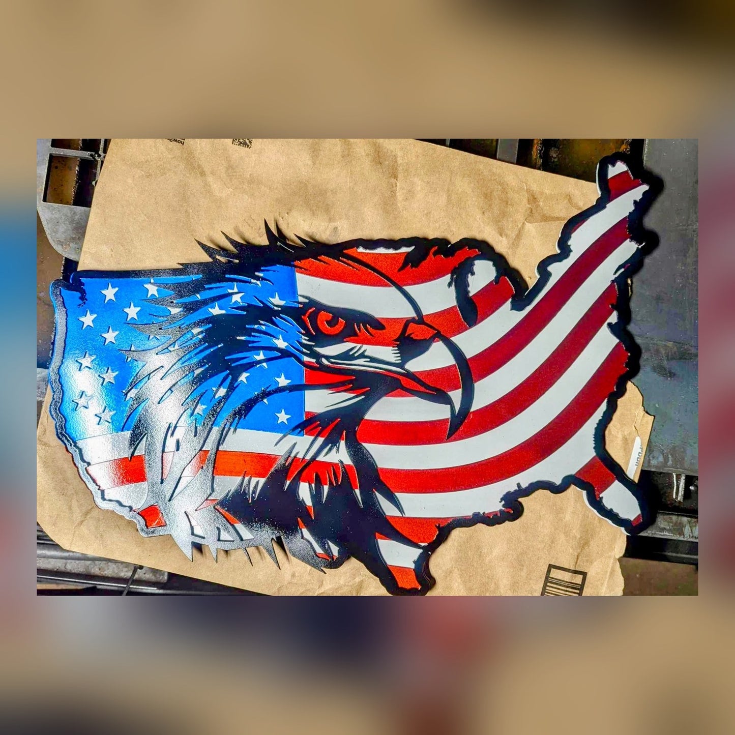 American Flag Eagle metal wall art